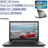 Lenovo 15.6-Inch HD IdeaPad Flagship Laptop (Intel Core i7-6500U Dual-Core, 2.50 GHz, 8GB DDR3L RAM, 256GB SSD, DVD RW, WiFi, Bluetooth, Windows 10, Black)