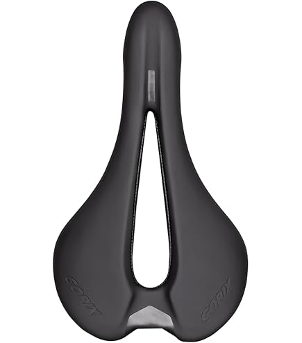 GORIX Short Nose Bike Saddle Seat - Wide, Shock Absorption, PU Leather, For Road & Gravel Bikes (243x155mm)