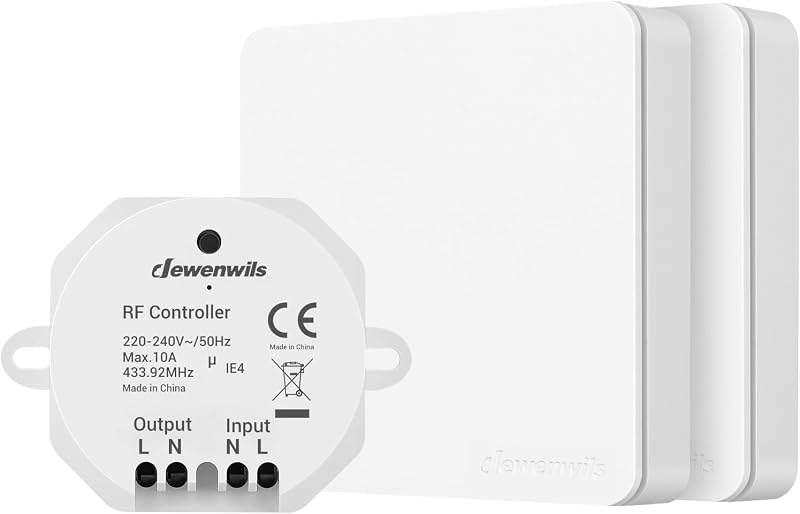 DEWENWILS Wireless Light Switch Kit with 2 Remotes Receiver 30M Range
