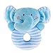 Gogoboi Fluff Animal Hand Rattle Toys for Baby 0-1 Years (Blue elephant)