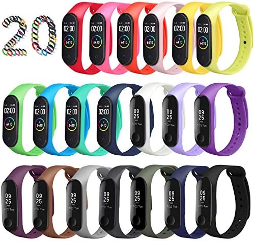 ivoler Correas para Xiaomi Mi Band 4 / Mi Band 3, [20 Piezas] Pulsera de Correas de Repuesto para Xiaomi Mi Band 4/3 Correa de Repuesto Suave, ...