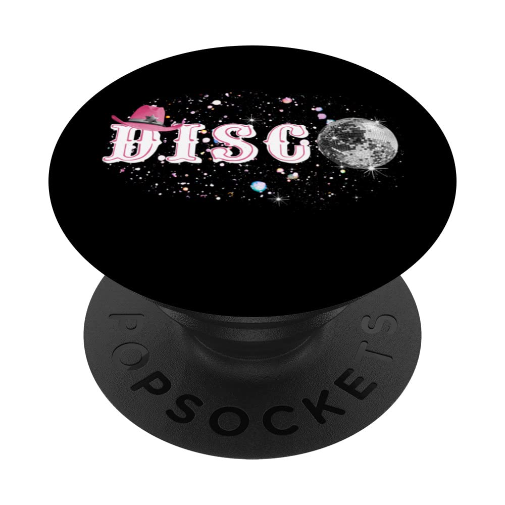 Disco Ball Wearing Pink Cowboy Hat Club Retro PopSockets Swappable PopGrip