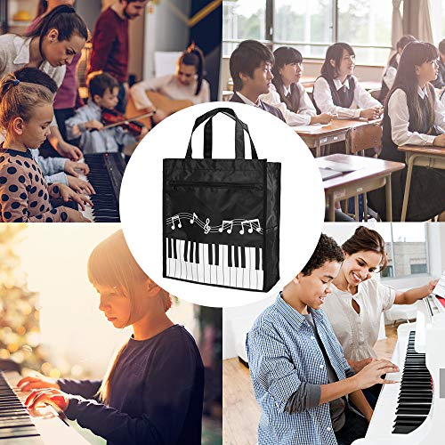 Piano Keys Music Waterproof Oxford Cloth Handbag Shoulder Tote Shopping Bag Gift (Black-Large) - Thumbnail 6