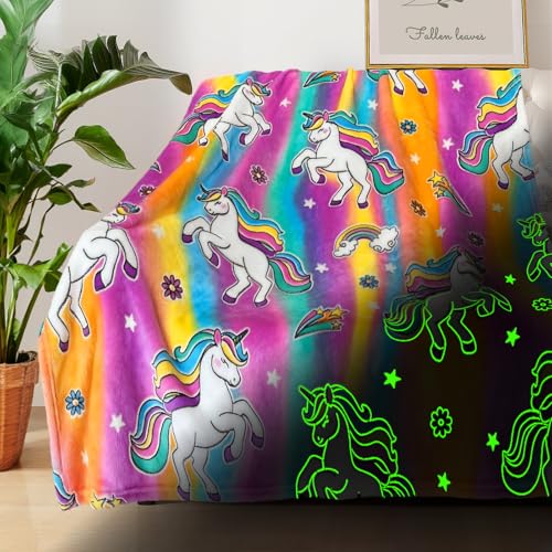 Unicorn Glow Dark Blankets