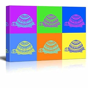 Multi Color Pop Art with Turtle with Floral Pattern