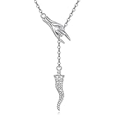 CTIEIP Italian Horn Hand Necklace Cornicello Pendant Necklaces Good Luck Amulet Pendant 925 Sterling Silver Jewelry for Women Christmas Gift