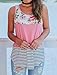 Halife Floral Tank Top Plus Size, Ladies Patchwork Striped Tunic Blouse Pink XXL