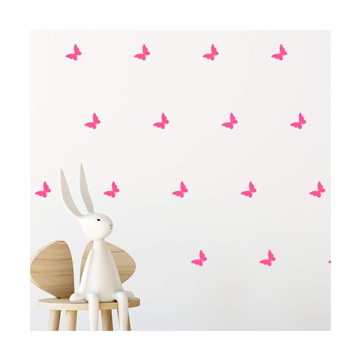 StickerDeen | Butterfly Shape Decoration Removable Wall Art Vinyl Decal Stickers | (Pack of 80) (Baby Pink)