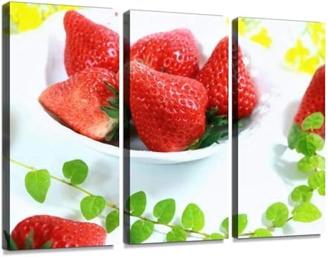 Amazon Co Jp いちご くだもの 甘酸っぱい デザート イチゴ 旬 菜の花 植物 春 赤い実 食べ物 美味しい 農産物 いちご農園ポスター パネル 現代壁の絵 壁掛け 部屋飾り 背景絵画 壁アート 完成品 3枚セット すぐ飾る ホーム キッチン