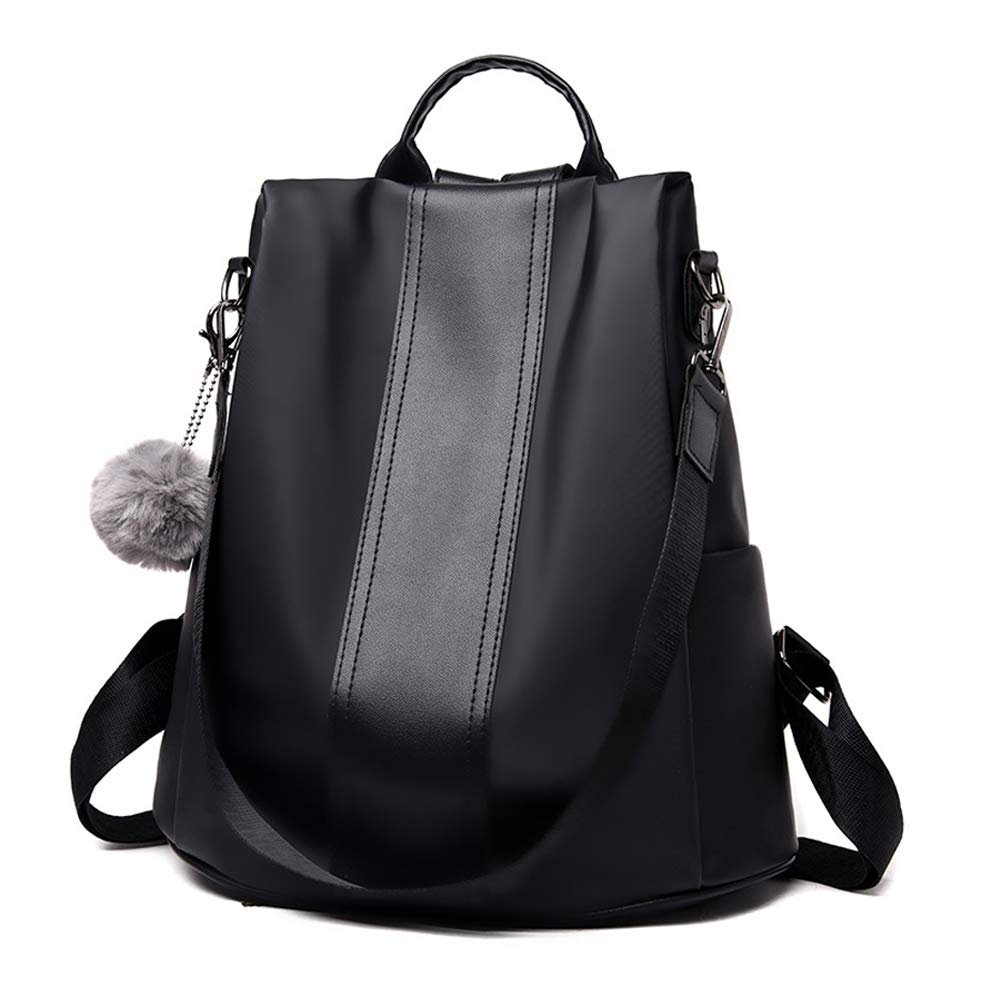 Nylon Water Resistant Backpack Anti-Theft Rucksack Casual Shoulder Purse Handbag Daypack - Black