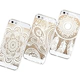 AiGoo Case for iPhone 5/5s,3pc Clear Plastic Hard Case Cover for iPhone 5 5s Henna Ojibwe Dream Catcher Ethnic Tribal Floral Flowers Pattern,With a stylus (For iPhone 5 5s)
