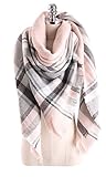 Women Tartan Scarf Stole Plaid Blanket Checked Scarves Wraps Shawl(Plaids Light Light Pink)