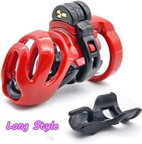 Natural Resin Chasti-ty Devices Male Co-ck Cage Birdcage Belt (Long red)