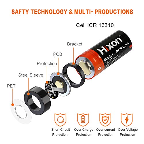 RCR123A Rechargeable Batteries(8 PCS) and Charger, Hixon 3.7V 700mAh RCR123A Li-ion Batteries for Arlo HD Security Cameras(VMC3030/VMK3200/VMS3330/3430/3530), UN CE Certified