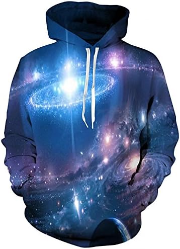 ThreeApples Realistic 3D Print Galaxy Pullover Hooded Sweatshirt Hoodies With Big Pockets
