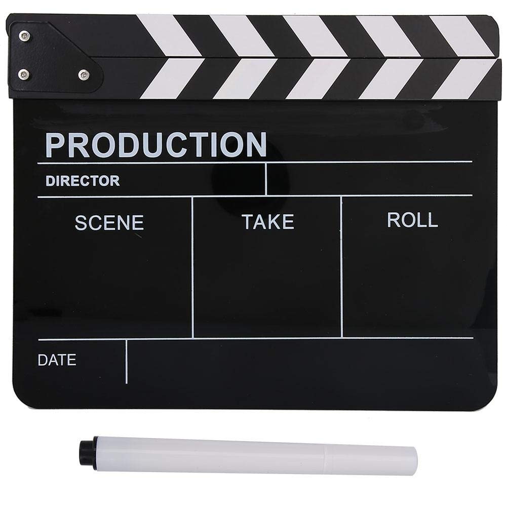 Acrylic Clap Board, Director Board Photography Beating for Shoot Props/Advertisement/Home Decoration/Cosplay/Background, Dry Erase Director Movie Film Clapper