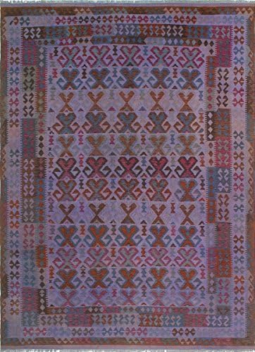 Noori Rug N6325 Overdyed Kilim Vinn Handmade Area Rug, 8'5 x 11'7, Purple/Rust