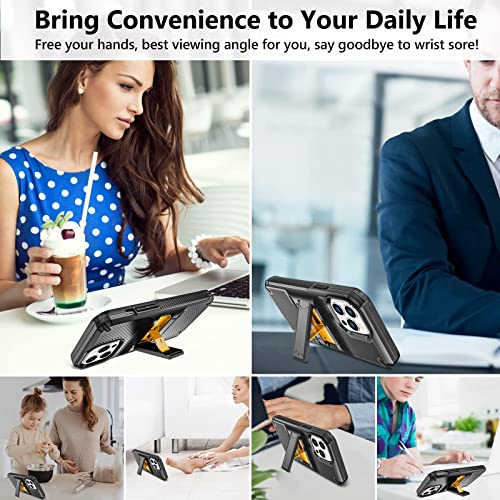 Vofolen Kickstand Case Compatible with iPhone 13 Pro Max, Shockproof Anti-Slip Anti-Scratch Slim Hard PC Shell with 2 Stand Way, Phone Full Body Protective Cover for iPhone 13 Pro Max 6.7 Inch, Black