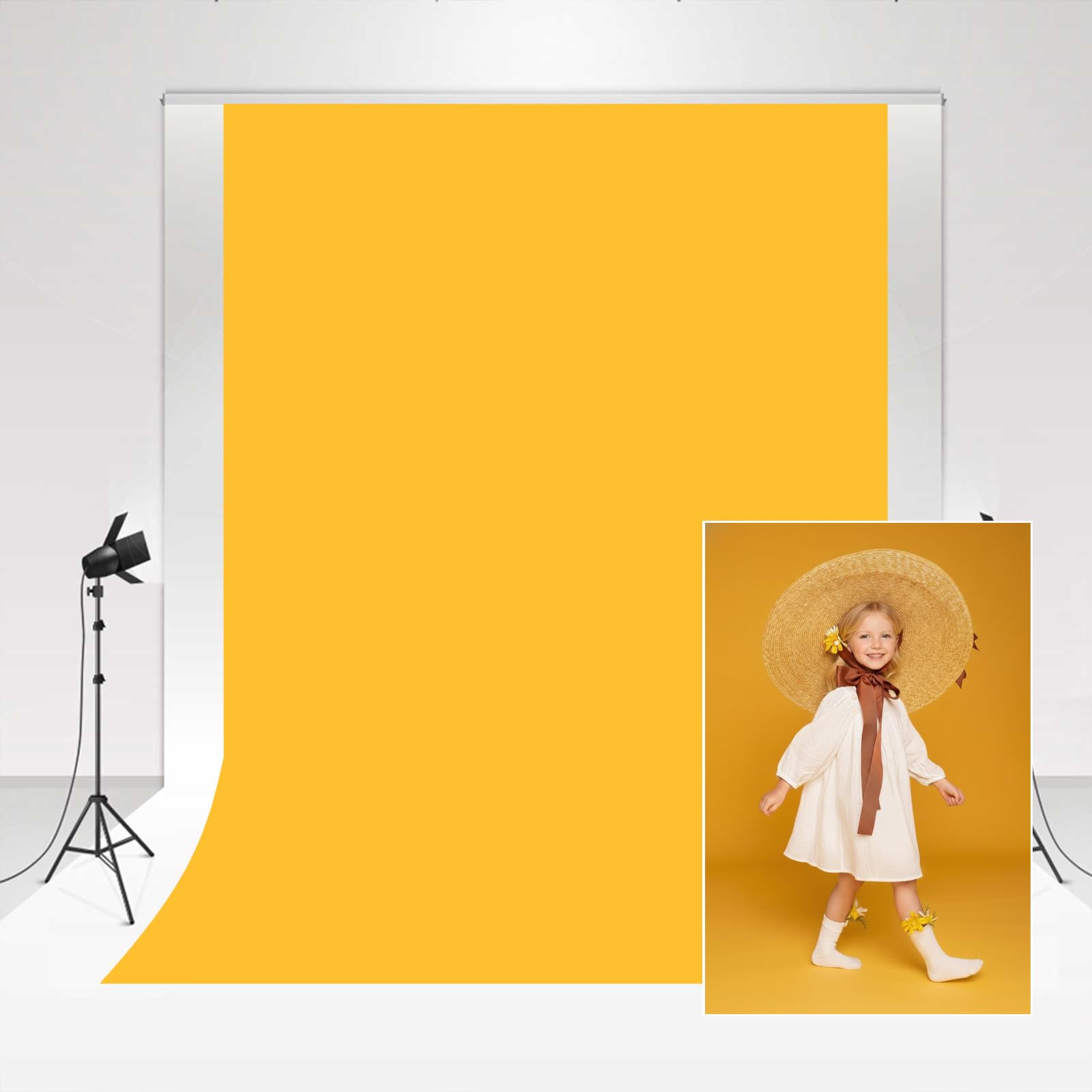 Kate Yellow Backdrop 1.5x2.2m/5x7ft Goose Yellow Collapsible Background Photo studio Photography Props Thick Soft Cloth for Newborn Baby Photo Shooting Skin-friendly — image 1