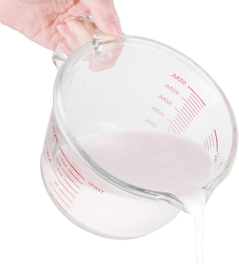 Doonmi 2 Pack Premium Glass Measuring Cup with Lid（0.25L, 0.5L