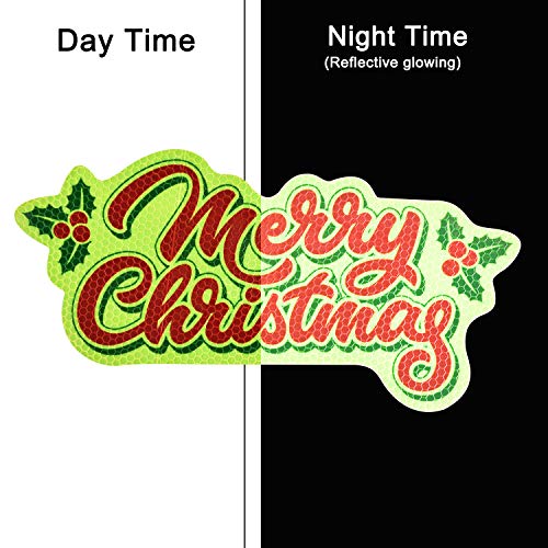 Bright Reflective Christmas Car Magnet Decorations Set, Large Merry Christmas Sign Car Magnet Reflective Decal for Car Fridge Garage Mailbox Vehicle Xmas Holiday Décor(Merry Christmas Sign), 3pack - Thumbnail 2