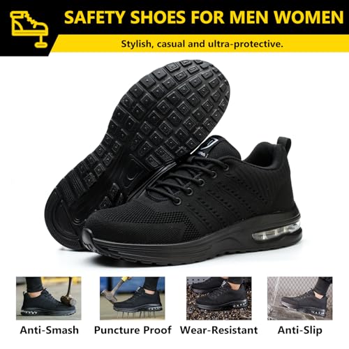 Baofular Safety Trainers Men Womens Steel Toe Trainers Lightweight Comfortable Safety Shoes Work Trainers Non Slip & Breathable