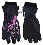 N'Ice Caps Girls Thinsulate and Waterproof Winter Gloves with Flower Tattoo Print