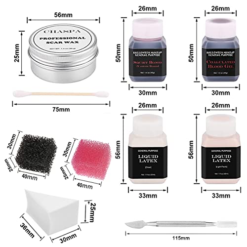 CHASPA Halloween Liquid Latex Special Effects SFX Makeup Kit Scar Wax