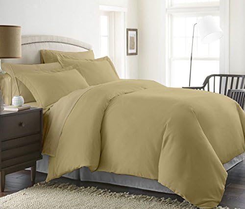 Bed Alter 3 Piece Duvet Cover Set with Zipper & Corner Ties 100% Egyptian Cotton 600 Thread Count Hypoallergenic (1 Duvet Cover 2 Pillow Shams) (Cal King/King, Beige)