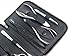 8pcs Manicure Nail Care Set German FINOX Surgical Stainless Steel: Cuticle Nippers, Scissors, Cuticle Pusher, Nails Cleaner, Tweezers and Glass File Grooming Kit in Leather by GERmanikure Solingen