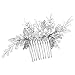 FAYBOX Bridal Handmade Silver Tone Crystal Leaf Style Hair Side Comb Party Anniversary Wedding Accessories