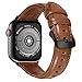 KADES Compatible for Apple Watch Band Genuine Leather Replacement Strap with Retro Crazy Horse Texture Compatible for Apple Watch Series 4 40mm & Series 3/2/1 38mm, Brown with Black Hardware