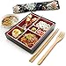 Boao 2 Sets of Reusable Bamboo Utensils Travel Cutlery Set with Case, Forks Knives Chopsticks Spoons Straws and Brushes, Camping Flatware Set (Pattern 3)