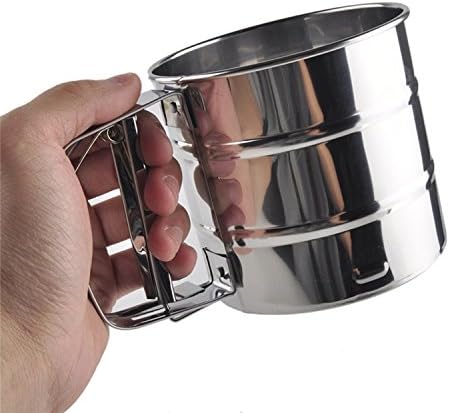 Mesh Flour Sifter Mechanical Baking Icing Sugar Shaker Sieve Kitchen Gadgets Accessories Tools Easy To Clean, Powder Is Designed Make Fluffy.