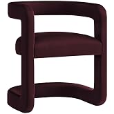 Modway Winslow Stain-Resistant Performance Velvet Dining Chair in Mulberry - Open Back Barrel Armchair - Upholstered Dining Chair - Cozy Reading Chair or Velvet Vanity Chair