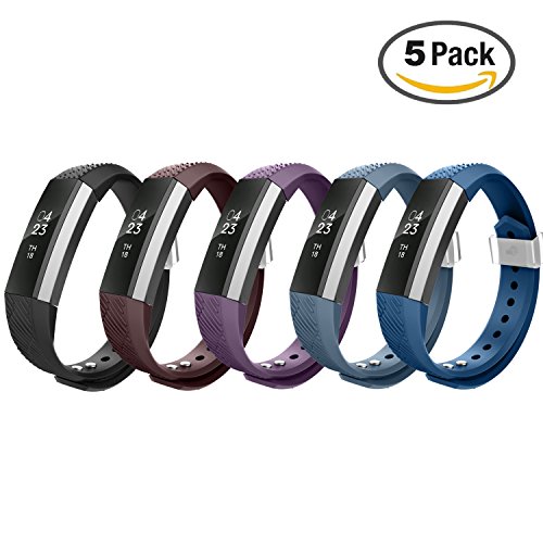 Fitbit Alta Bands,Greeninsync(TM) Textured Finish Fitbit Alta Accessory Replacement Bands Small 5 set W Metal Clasp Unique Design Fatener for Man Women Kids