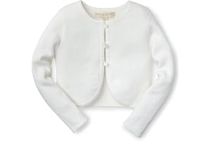Hope & Henry Girls' Long Sleeve Dressy Cropped Cardigan Sweater