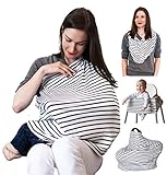 Nursing Breastfeeding Cover - Multi use Infinity Stretchy Scarf, Baby Car Seat Canopy - Protects your Baby also in Stroller, Shopping Cart, High Chair