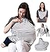 Nursing Breastfeeding Cover Scarf, Baby Car Seat Canopy, Shopping Cart Cover, High Chair Cover, Stretchy, Lightweight, Breathable Material, Navy Stripes, Perfect 4 in 1 Multi use Baby Gift!