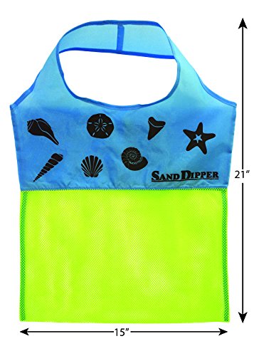 Fun Fish Expandable Mesh Beach Tote | Sand Dipper Brand | Convenient Beach Water Park Summer Bag | Blue Fish (Blue)