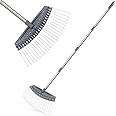 Colwelt Thatch Rake -24 Steel Tines, Dethatching Rake with 54’’ Lightweight Stainless Steel Handle, Yard Dethatcher Rake for 