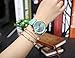 Top Plaza Fashion Women's Analog Watch, PU Leather Band Rose Gold Tone -Green