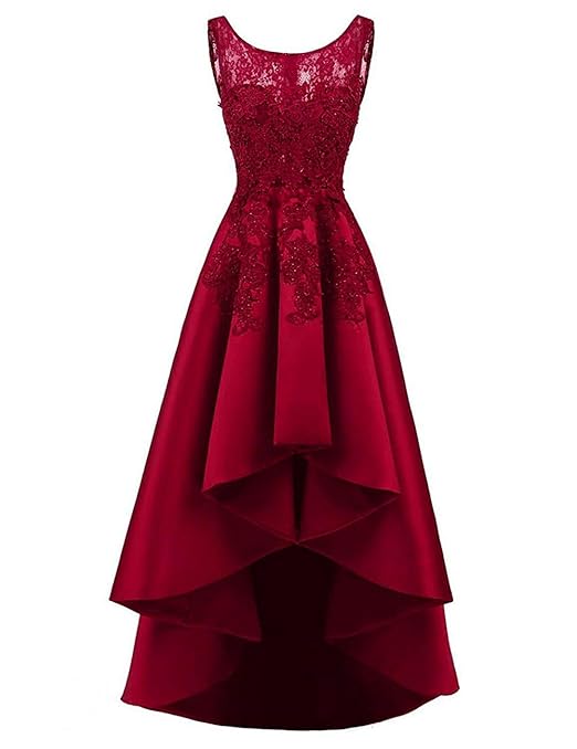 HUINI Elegant Abendkleider Ärmellos Spitzenkleider Vintage Cocktail Partykleider Wadenlang Satin Brautkleider Hochzeitskleide