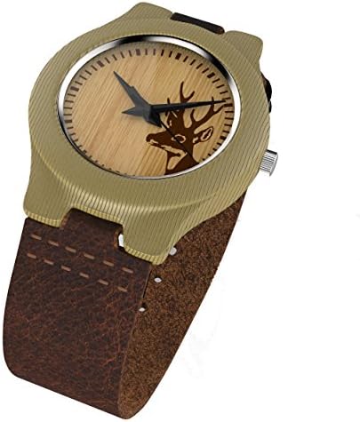 Best Bamboo Wooden Watch Men and Women Wristwatch-Brown Analog Watch With Engraved Deer