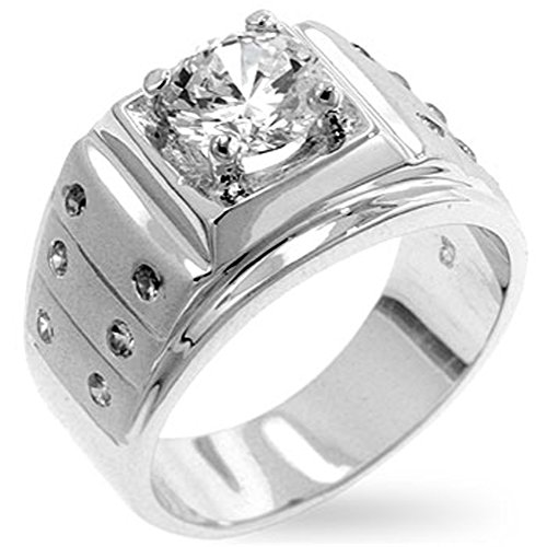 Silver-tone Clear Cubic Zirconia Iron Man Cocktail Ring