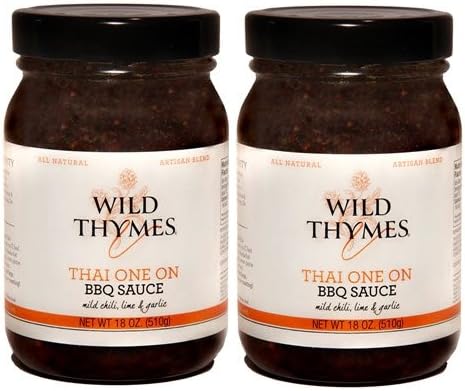 Gourmet Thai BBQ - Wild Thymes' Thai One On Sauce, 18oz (Pack of 2)