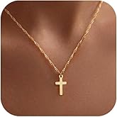 KISSCLOUD Cross Necklace for Women Dainty 14K Gold Silver Plated Cross Chain Pendant Christian Religious Baptism Faith Charm Trendy Jewelry Gift