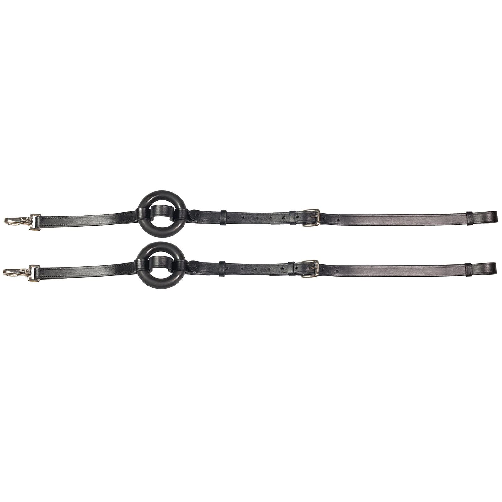 Photo 1 of HORZE Leather Side Reins w/Rubber Donuts - Black - Horse