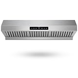 36 Inch Under Cabinet Range Hood 1200CFM, 4-Speed Kitchen Hood with Touch Control & Gesture Sensing Stainless Steel Kitchen Stove Vent Hoods with 2 LED Lights Pro Series