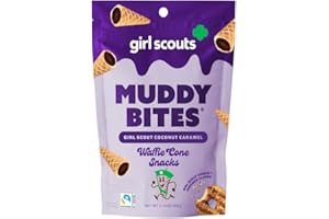 Muddy Bites - Girl Scouts Coconut Caramel - Waffle Cone Snack Bite Sized Filled Cone Bites for Snack or Dessert Made with Cane Sugar, Kosher, Fair Trade Certified
